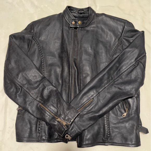 Harley-Davidson Other - Vintage Force Genuine Leather Motorcycle Jacket Size 40 or Men’s Medium Black